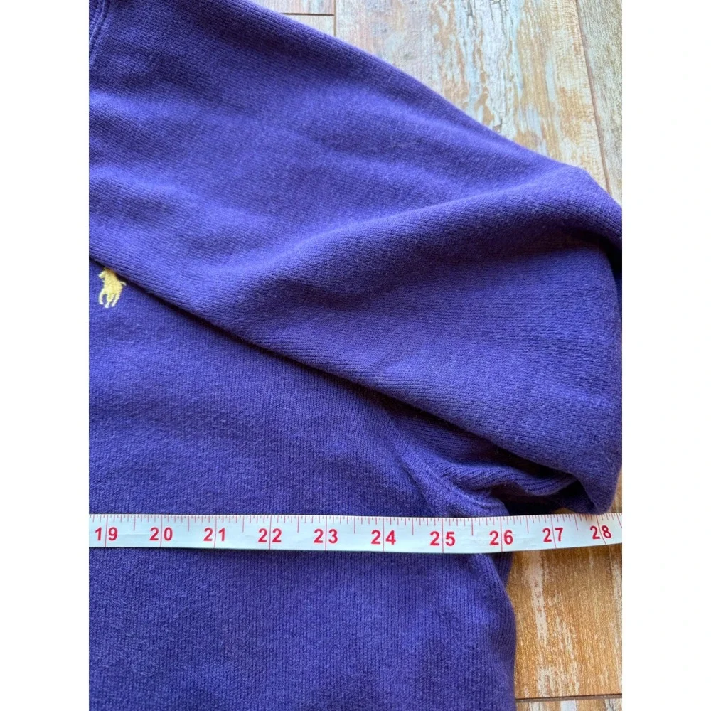 Polo Ralph Lauren Mens XXL Purple 1/4 Zip Cotton Pullover Sweatshirt Yellow Pony